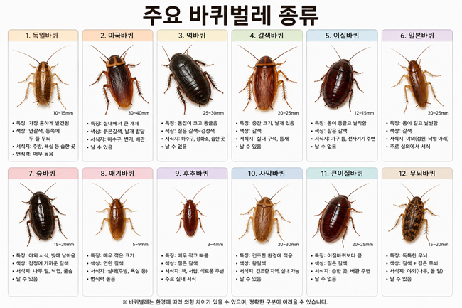 바퀴벌레 종류별 특징과 퇴치 방법 완벽 가이드