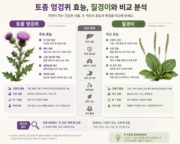 토종 엉겅퀴 효능, 질경이와 비교 분석