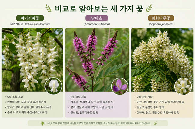 아카시아꽃, 낭아초, 회화나무꽃: 헷갈리는 봄꽃 구분법 완벽 정리