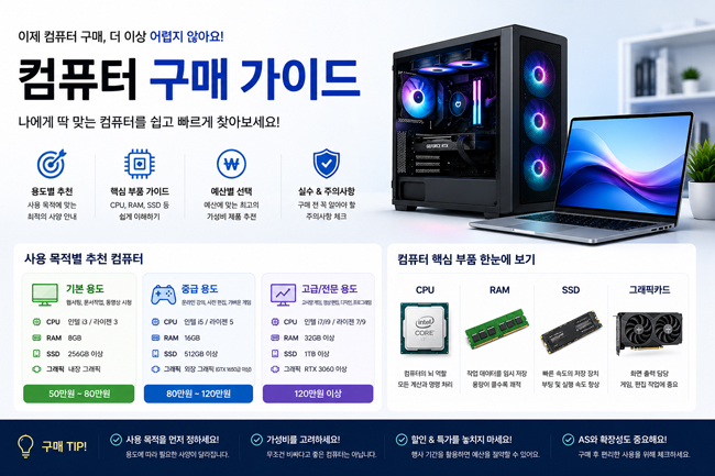 고고싱 컴퓨터: 쉽고 빠른 컴퓨터 구매 가이드와 추천 모델