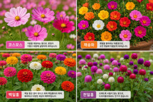 코스모스, 채송화, 백일홍, 천일홍