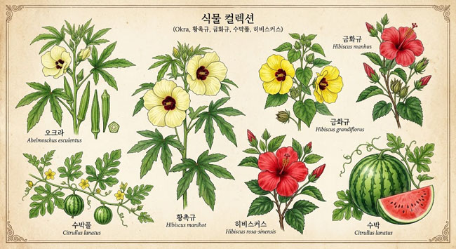 오크라 황촉규 금화규 수박풀 히비스커스 꽃말과 특징 비교 및 키우기 완벽 가이드