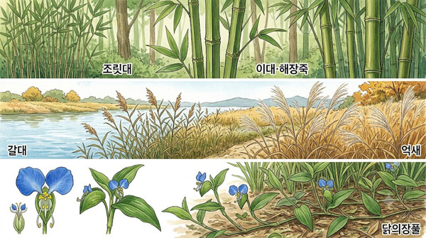 대나무 조릿대 이대 억새 닭의장풀 구별법과 특징 및 관리 방법 총정리