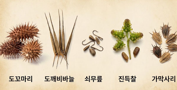 도꼬마리 도깨비바늘 쇠무릎 진득찰 가막사리