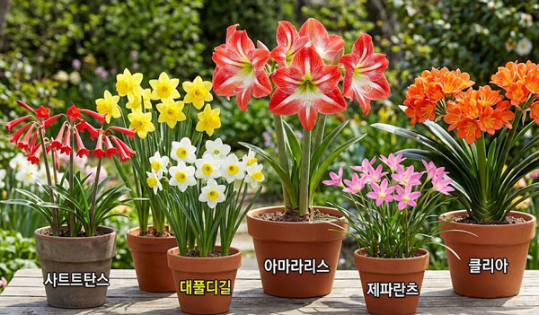 키르탄더스 수선화 아마릴리스 제피란서스 클리비아 특징과 관리법 완벽 비교
