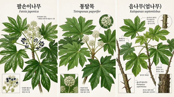 팔손이나무 통탈목 음나무(엄나무)