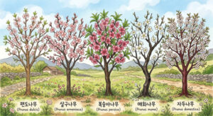 편도나무 살구나무 복숭아나무 매화나무 자두나무