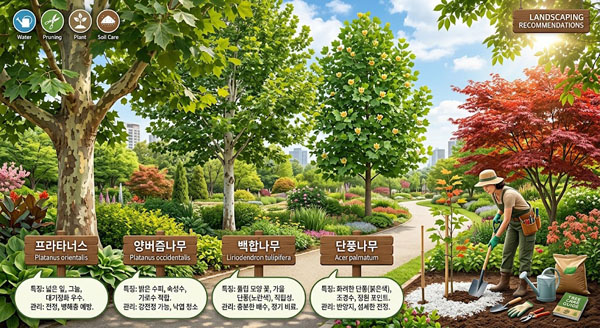 프라타너스 백합나무 단풍나무 양버즘나무 버즘나무 특징 및 식재 관리 완벽 가이드