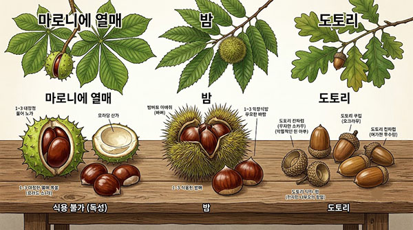 마로니에 열매 밤 도토리